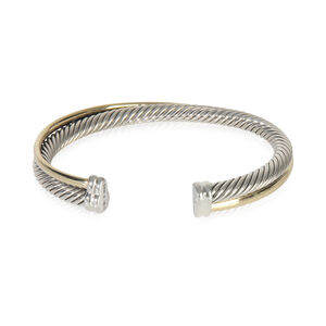 David Yurman 1/4 18K Yellow Gold & Sterling Silver Crossover Cuff Bracelet